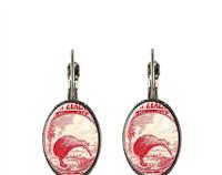 Kiwi New Zealand  Postage Stamp Earrings